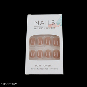 Popular products 24pcs natural decorative fake nail for girls