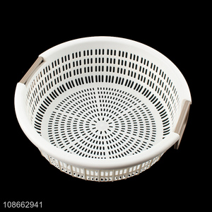 Online wholesale round plastic fruit vegetable drain basket for kitchen