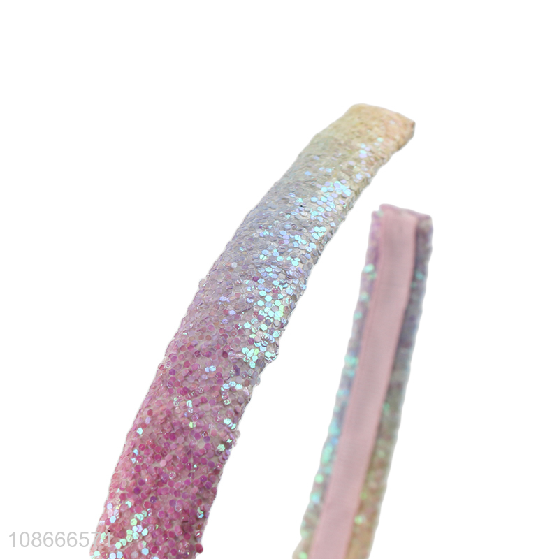 Hot selling stylish glitter hair hoop no damage shiny headband