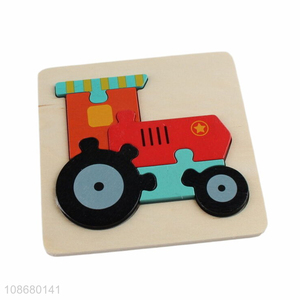 New product wooden cartoon locomotive jigsaw puzzle for preschooler