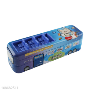 Hot items bus shape cartoon students stationery pencil case for sale