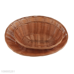 Online wholesale plastic rattan woven storage basket for vegetable fruit