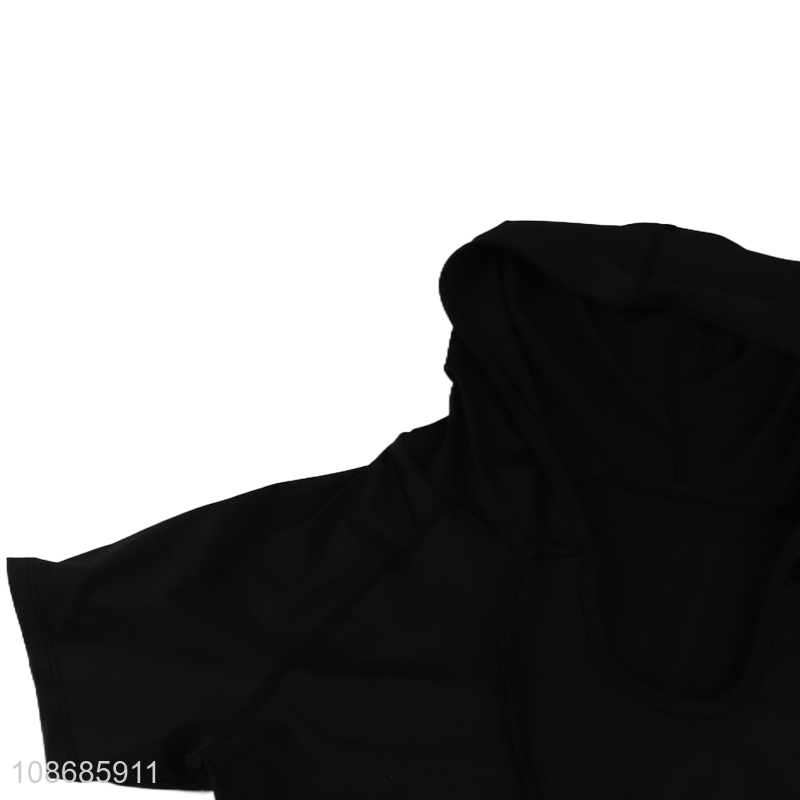 Best sale black casual loose hooded tops tees shirts wholesale