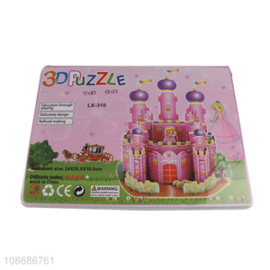 Recent product 3D pink castle puzzle kids educational puzzle