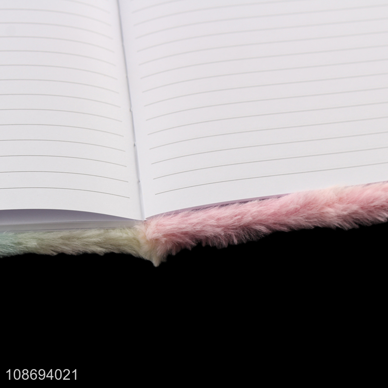 Wholesale cute cartoon cat fluffy plush diary notebook for kids