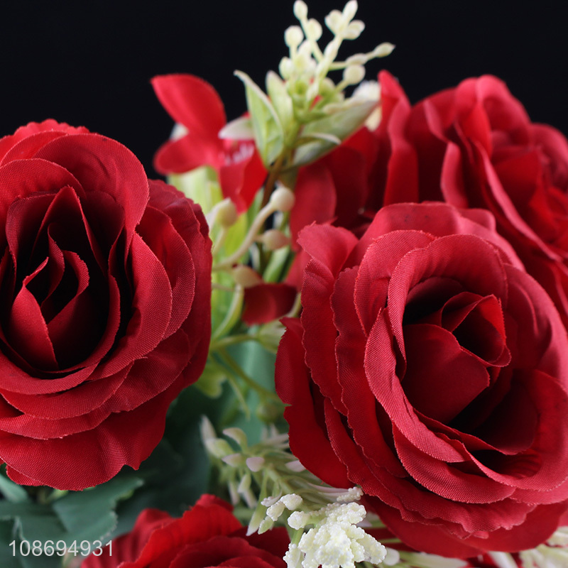 Best selling 7heads red natural artificial rose flower fake flower wholesale