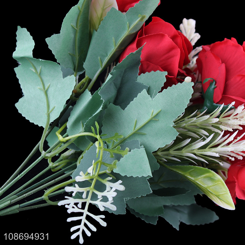 Best selling 7heads red natural artificial rose flower fake flower wholesale