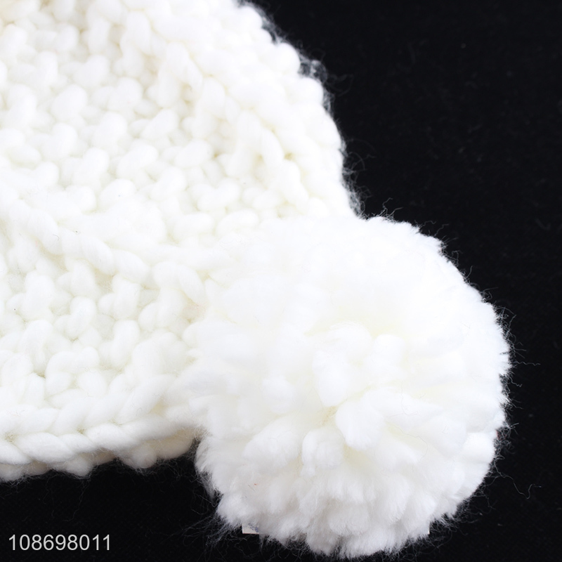 Top quality white winter warm outdoor women beanies hat knitted hat wholesale