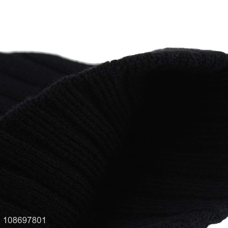 Hot selling black winter thickened beanies hat fashion hat for men women