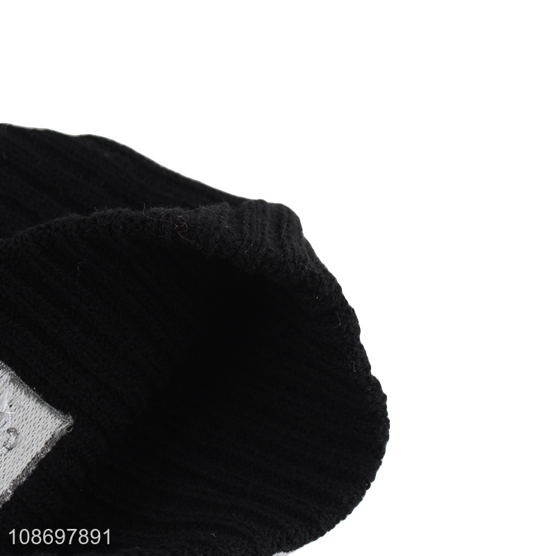 Most popular black comfortable fashion men women beanies hat winter hat