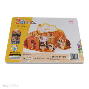 Factory supply 51 pieces DIY 3D dessert shop jigsaw puzzle toy