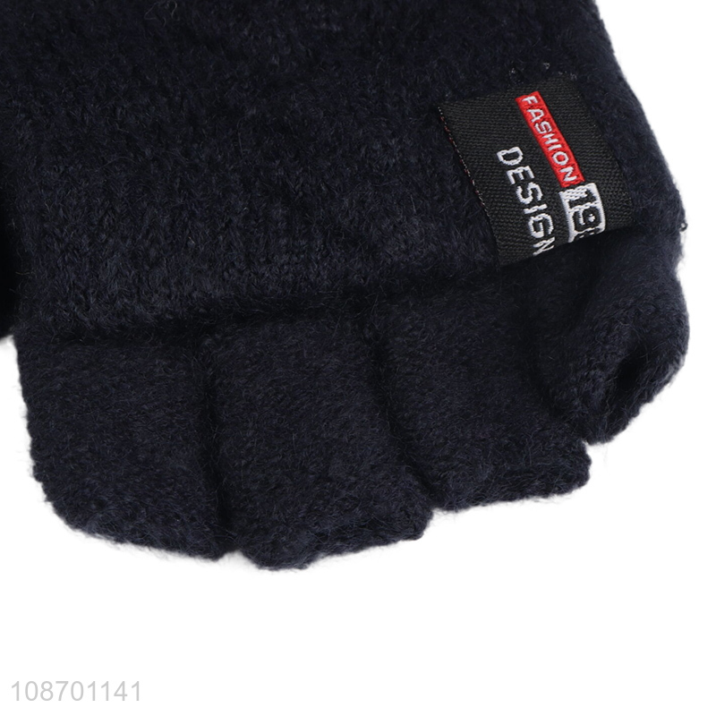 Popular products winter men fingerless gloves polyester gloves for sale