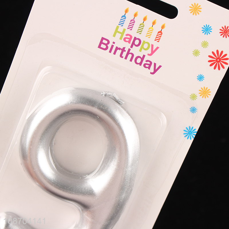 Yiwu factory silver birthday cake decoration number candle for sale