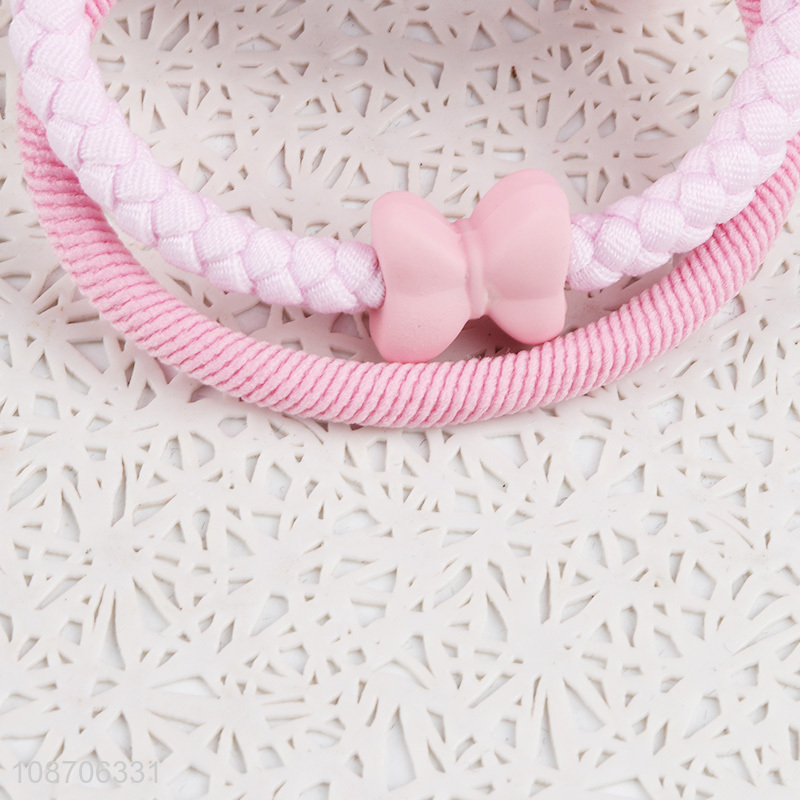 Online wholesale candy color bow tie braided hair rope hair ring for girls