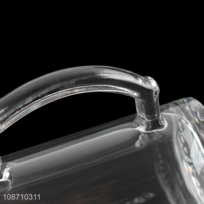 Online wholesale 500ml clear glass water cup beer mug with handle