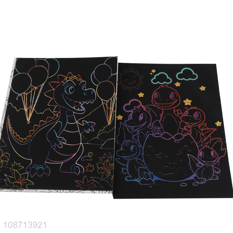 Factory price dinosaur series cartoon scratch art card art paper for kids