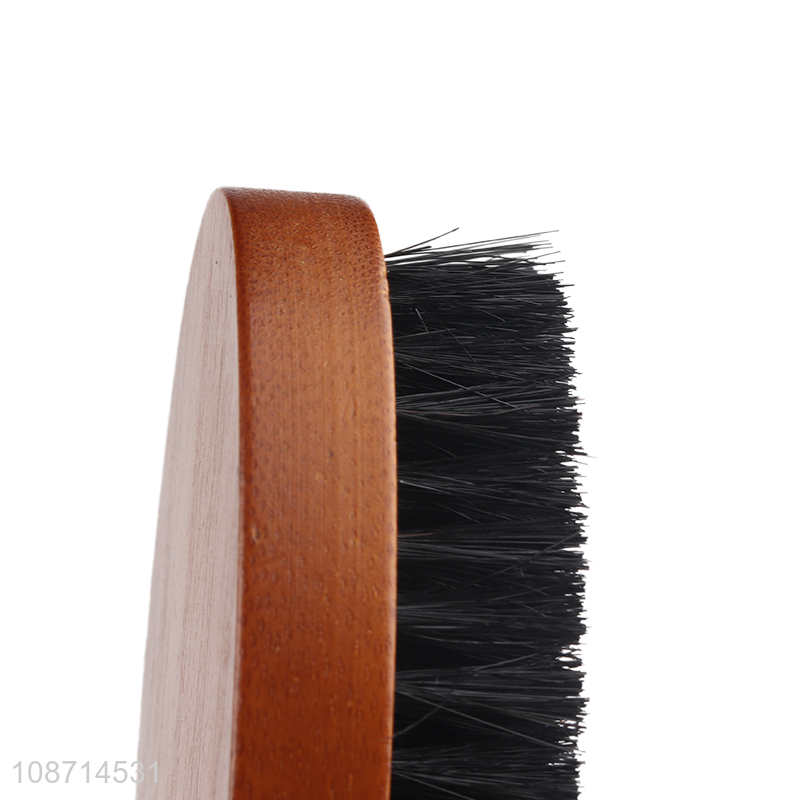 Wholesale oval natural pig bristle laundry brush with wooden handle
