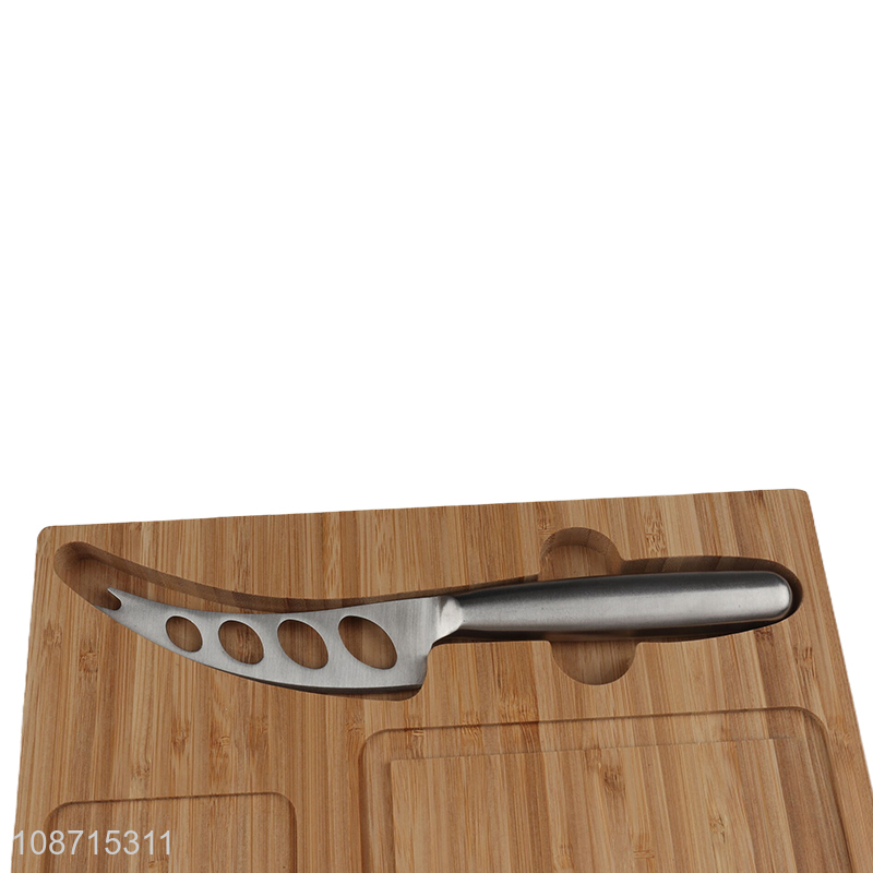 New product bamboo cutting board and stainless steel cheese knife set