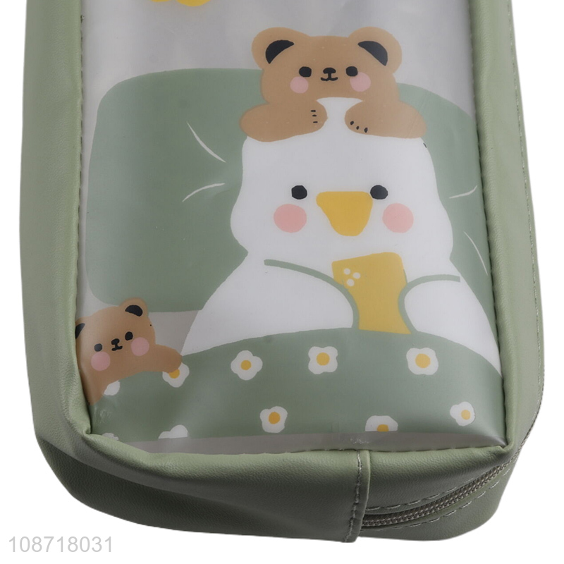 Hot selling kawaii cartoon printed zippered pencil bag pouch for kids
