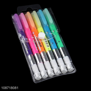 New product 6pcs erasable highlighters set quick drying chisel tip markers