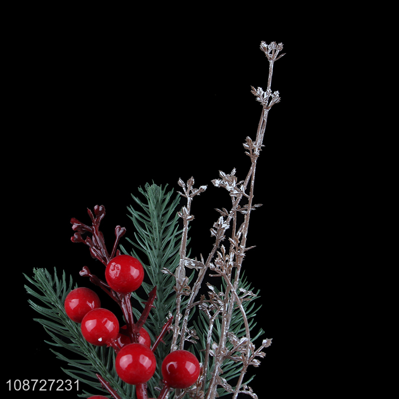 High quality artificial Christmas branch artificial pine picks with red berries