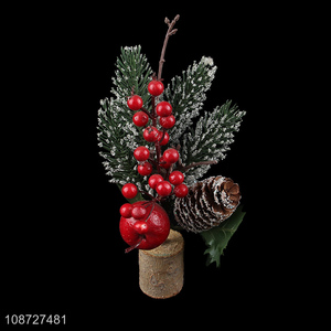Online wholesale mini artificial red berry pine cone Christmas tree centerpices