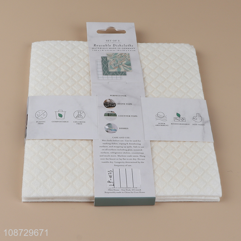 High quality wood pulp cotton cleaning cloths reusable kitchen dish cloths