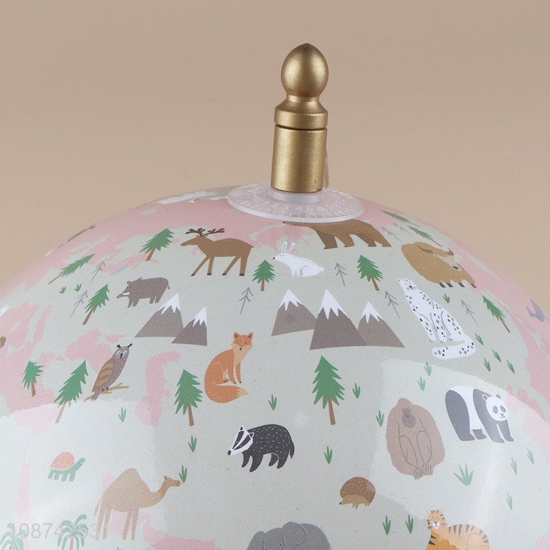 Wholesale kids educational animal printed world globe with stand for decor