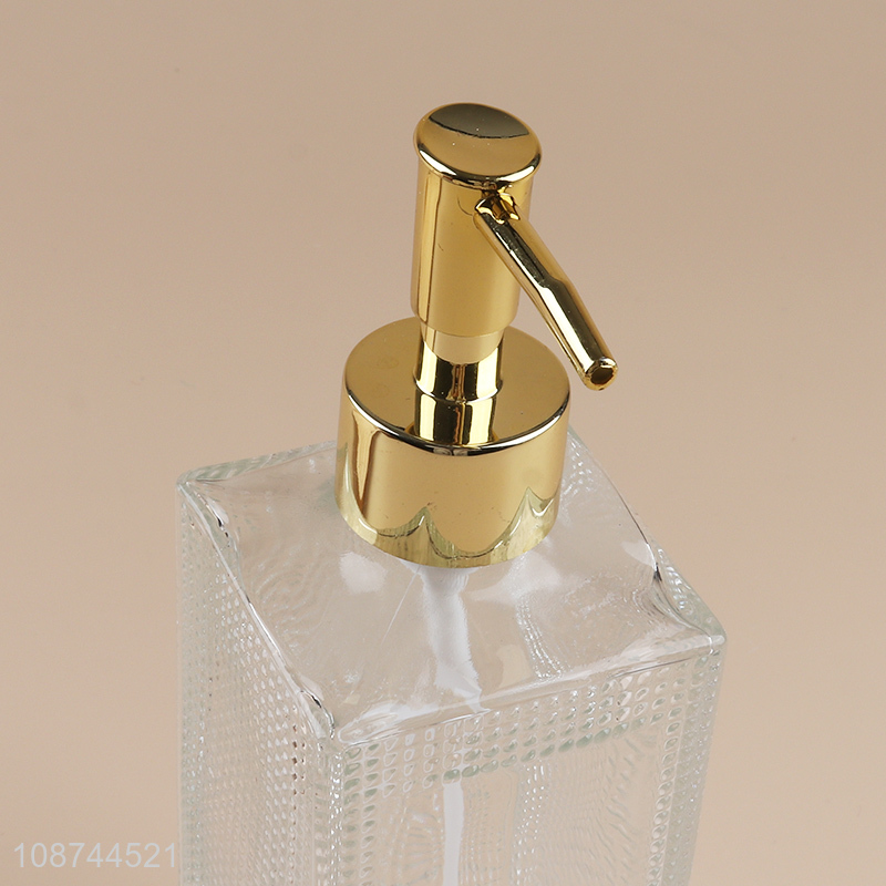 Best selling clear square glass liquid soap dispenser bottle for bathroom