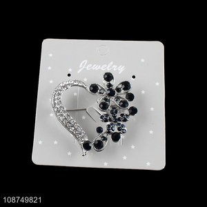 Good quality rhinestone heart brooch elegant brooch pin for women