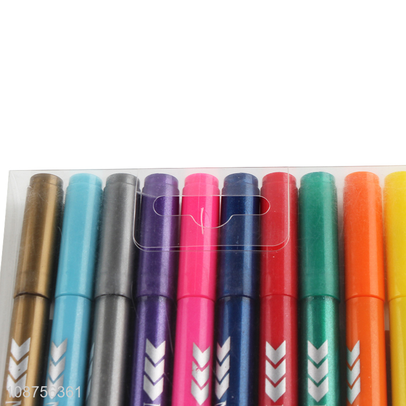Wholesale 10 pieces water based metallic markers for coloring drawing