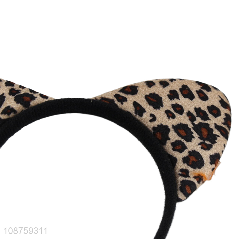 Wholesale leopard headband animal ear hair hoop for women girls kids