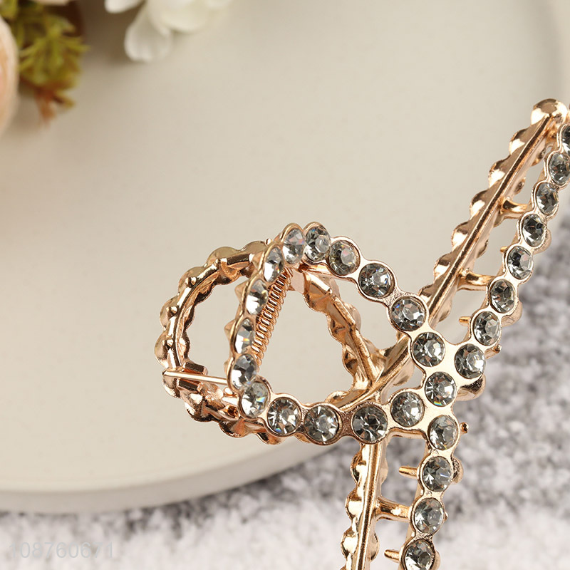 Wholesale stylish rhinestone alloy hair claw clip for thin thick hair