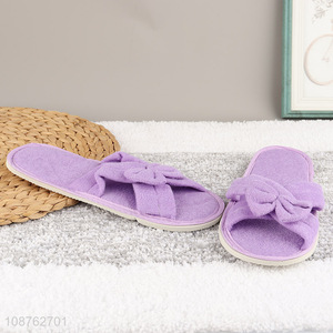 New product comfy non-slip bow cross bands indoor <em>slippers</em> for women