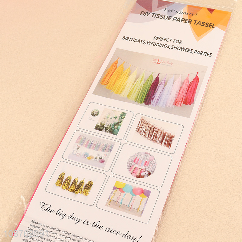 Good quality multicolor hanging diy tissue paper tassel for party decoration