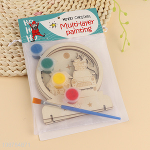 New Product 3D Layered Christmas Wooden <em>Painting</em> Kit For Kids