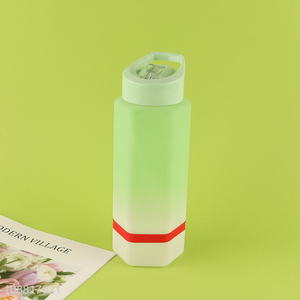 High quality plastic water bottle with flip <em>straw</em> & stickers