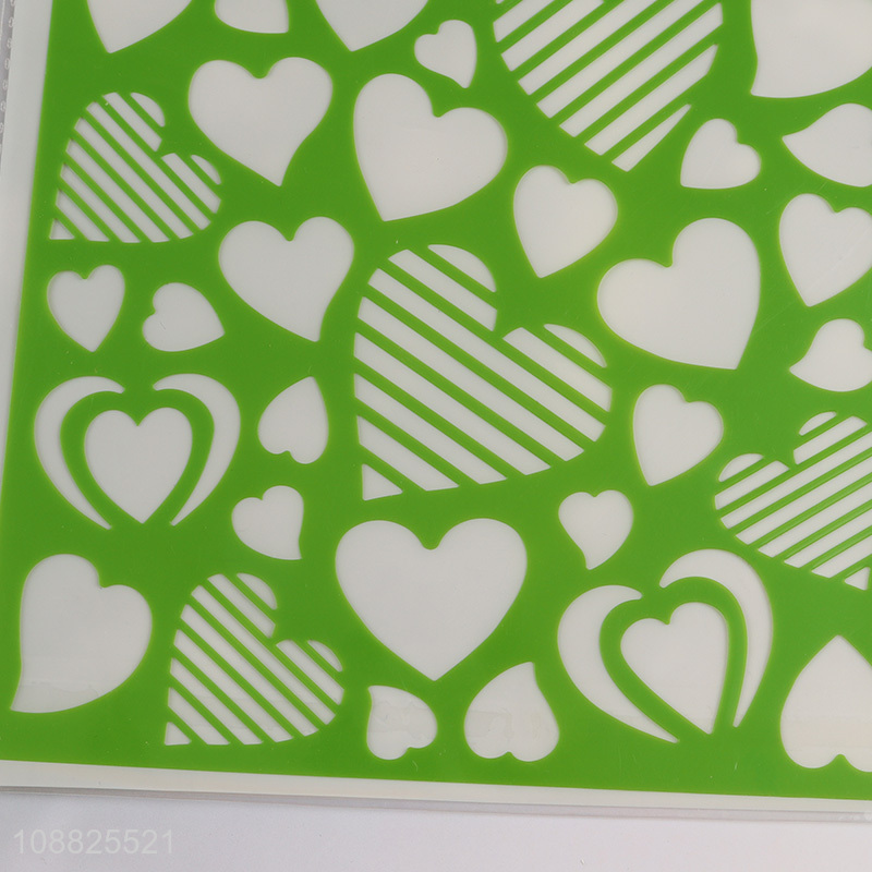 Good quality heart shape plastic drawing painting stencils for kids