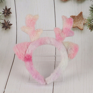 New product colorful fluffy Christmas headband reindeer antler hair hoop