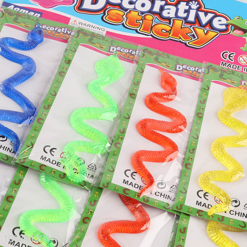 Popular Product 12 Pieces Strechy Sticky Toy Sticky Snakes