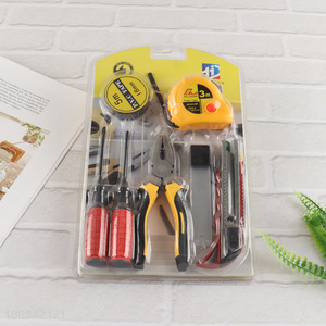 Wholesale home tool kit with pvc tape, tape measure, screwdrivers, plier, utility knife & blades