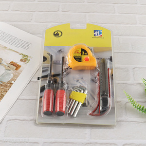 New arrival home tool kit with tape measure, screwdrivers, utility knife & hex key set