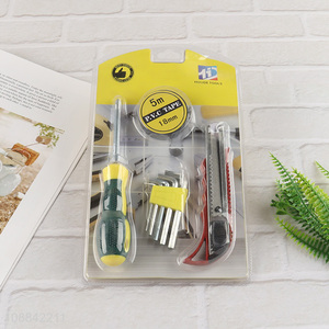 Good quality home tool kit with pvc tape, screwdriver, hex key set, screwdriver & utility knife