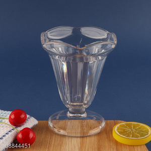 Hot Selling Clear Reusable Footed Acrylic Ice Cream Cup