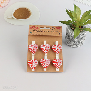 China factory 6pcs wooden school office clip set wholesale