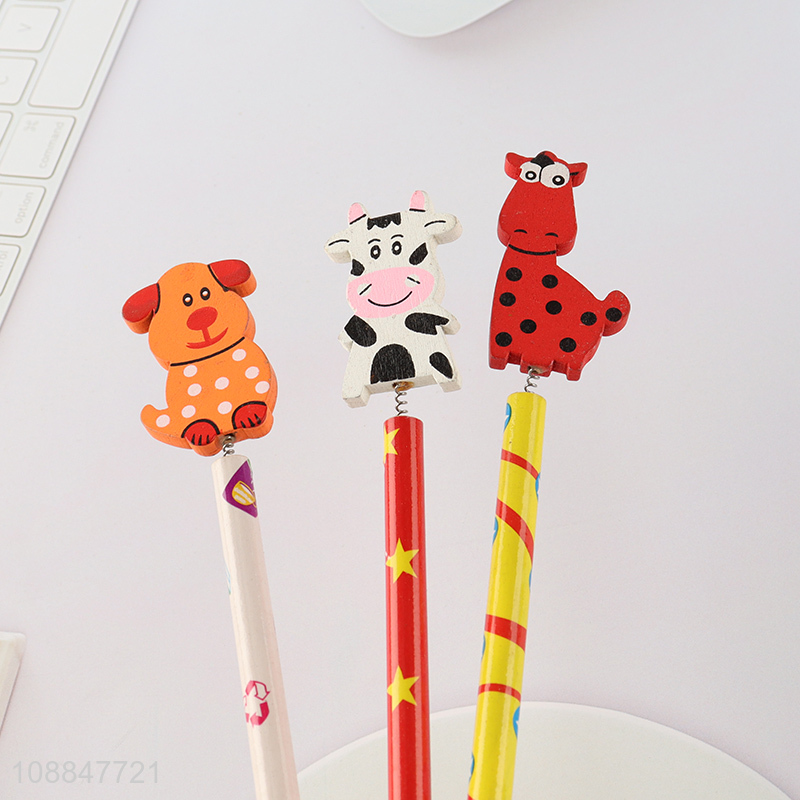 New Arrival Kids Wood-Cased Pencil with Cartoon Topper