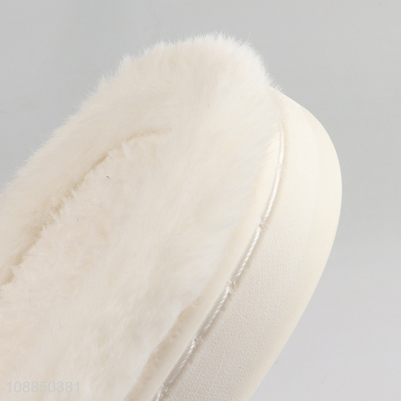 New arrival winter white plush warm slippers for women