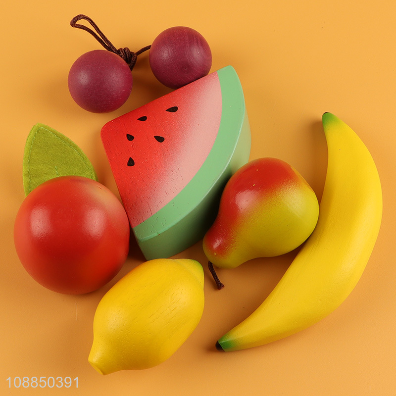 Good selling children artificial fruits toys with wooden storage box