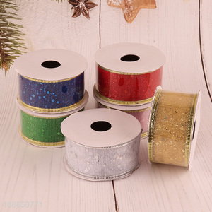 Wholesale assorted colors wired edge Christmas ribbons for gift wrapping