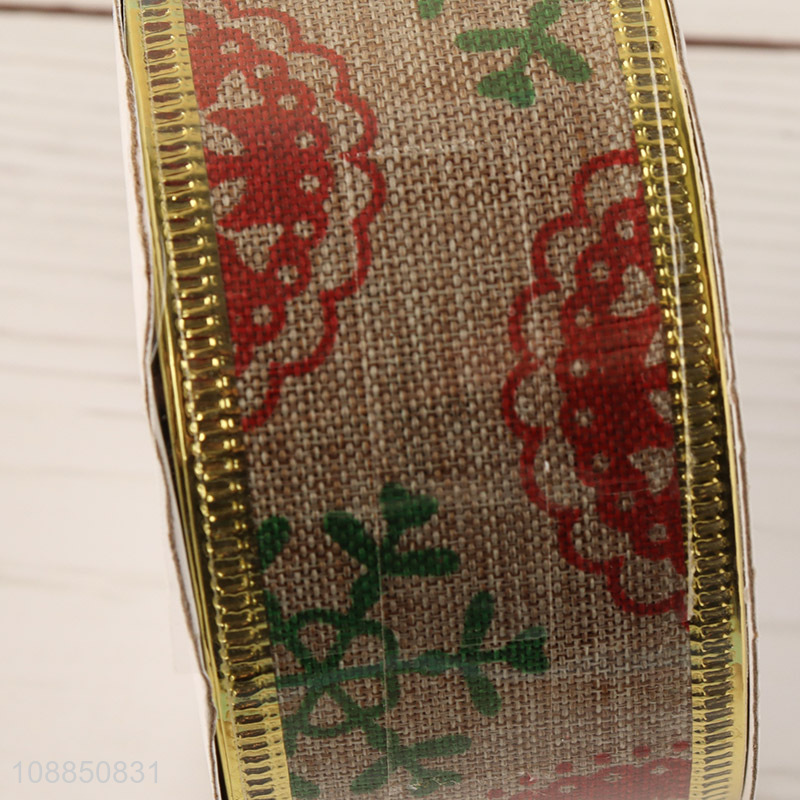 Factory supply Christmas fabric ribbons wired wrapping ribbons